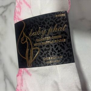Baby PHat 🐈‍⬛ White, Black & Pink Quarter Crew SOCKS